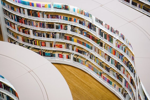 University ibrary shelves filled with scientific books